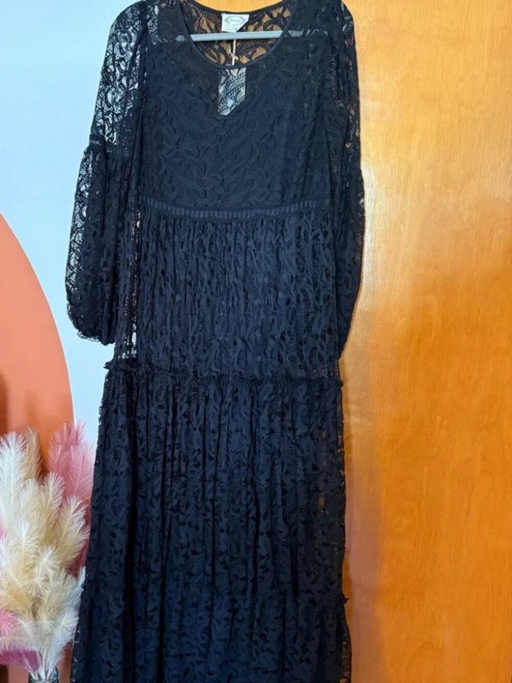 Mia Joy Joyfolie Ember Black Lace Maxi Boho Peasant Tiered Boho Wichy Dress - Picture 4 of 4